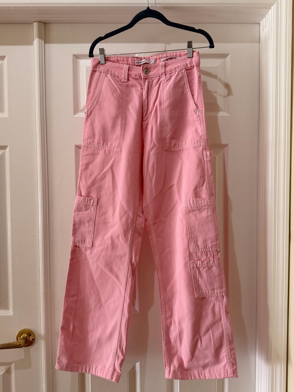 Bershka Pink Cargo Wide-Leg Pants